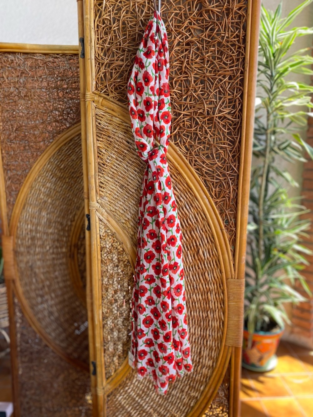 J. Crew Red Floral Print Scarf for Spring and Summer